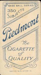 1909-11 American Tobacco Company T206 White Border #NNO Ernie Howard Back