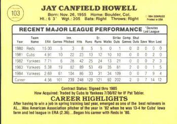 1985 Donruss #103 Jay Howell Back