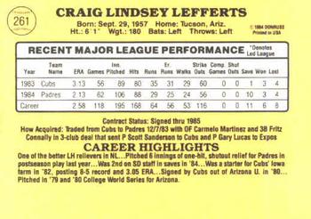 1985 Donruss #261 Craig Lefferts Back