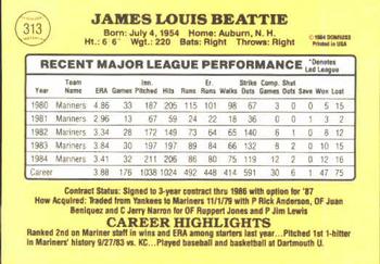 1985 Donruss #313 Jim Beattie Back