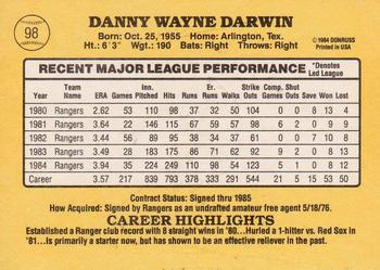 1985 Donruss #98 Danny Darwin Back