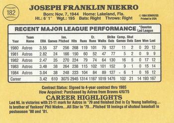 1985 Donruss #182 Joe Niekro Back