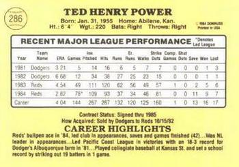 1985 Donruss #286 Ted Power Back