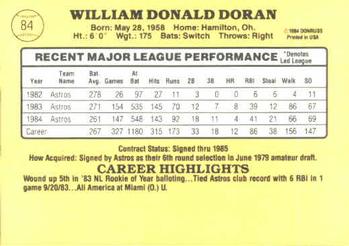 1985 Donruss #84 Bill Doran Back