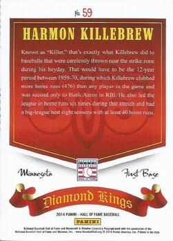 2014 Panini Hall of Fame 75th Year Anniversary - Diamond Kings Red #59 Harmon Killebrew Back