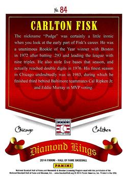 2014 Panini Hall of Fame 75th Year Anniversary - Diamond Kings Blue #84 Carlton Fisk Back