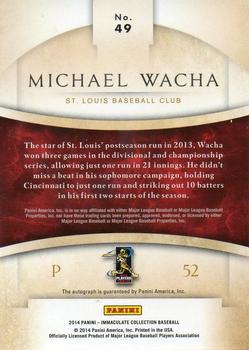 2014 Panini Immaculate Collection - Immaculate Autographs Gold #49 Michael Wacha Back