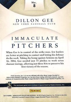 2014 Panini Immaculate Collection - Immaculate Pitchers Memorabilia #8 Dillon Gee Back