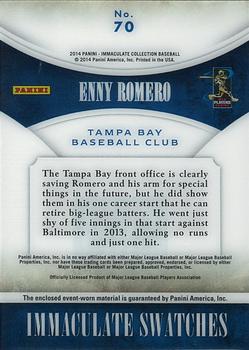 2014 Panini Immaculate Collection - Immaculate Swatches Prime #70 Enny Romero Back