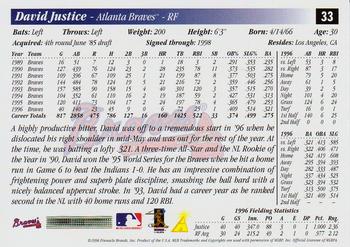 1997 Score #33 David Justice Back