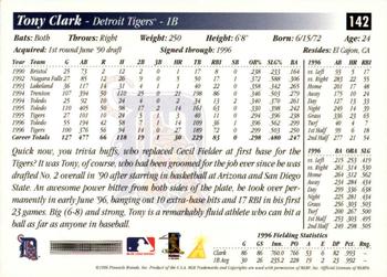 1997 Score #142 Tony Clark Back