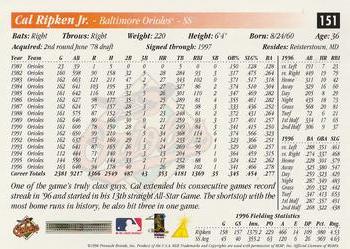 1997 Score #151 Cal Ripken Jr. Back