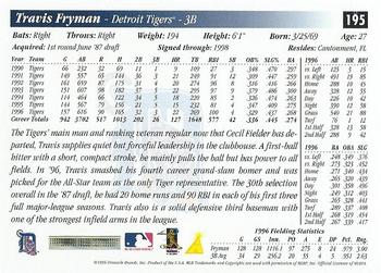1997 Score #195 Travis Fryman Back