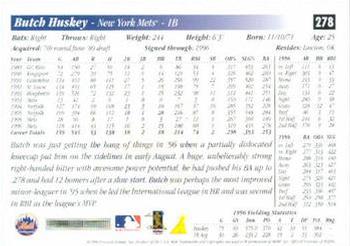 1997 Score #278 Butch Huskey Back