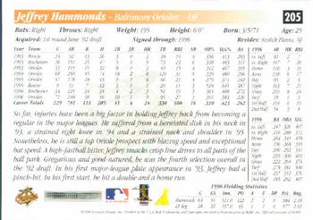 1997 Score #205 Jeffrey Hammonds Back