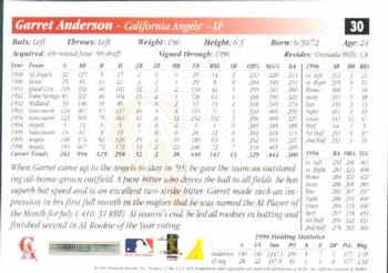 1997 Score #30 Garret Anderson Back