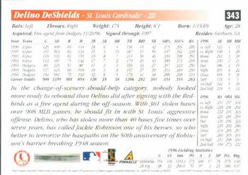 1997 Score #343 Delino DeShields Back
