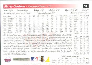 1997 Score #34 Marty Cordova Back