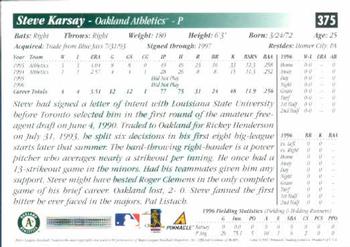 1997 Score #375 Steve Karsay Back