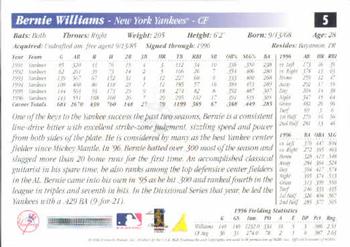 1997 Score #5 Bernie Williams Back
