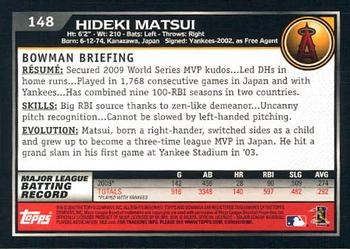 2010 Bowman #148 Hideki Matsui Back