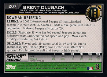 2010 Bowman #207 Brent Dlugach Back