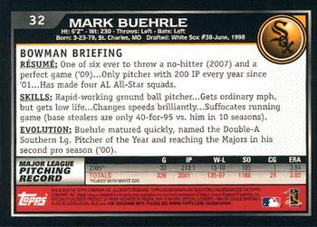 2010 Bowman #32 Mark Buehrle Back