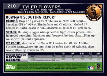 2010 Bowman #210 Tyler Flowers Back