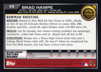 2010 Bowman #99 Brad Hawpe Back