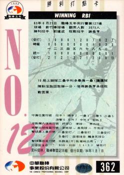 1994 CPBL #362 Chi-Hsin Chen Back
