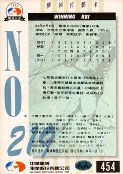 1994 CPBL #454 Chung-Yi Huang Back