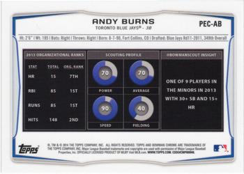2014 Bowman Chrome - Prospects Error Card Variations #PEC-AB Andy Burns Back