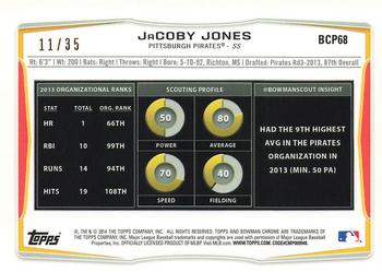 2014 Bowman Chrome - Prospects Black Static Refractors #BCP68 JaCoby Jones Back