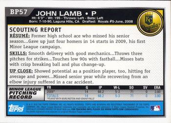 2010 Bowman - Prospects #BP57 John Lamb Back