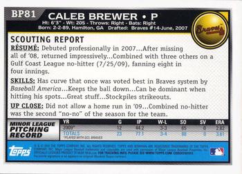 2010 Bowman - Prospects #BP81 Caleb Brewer Back
