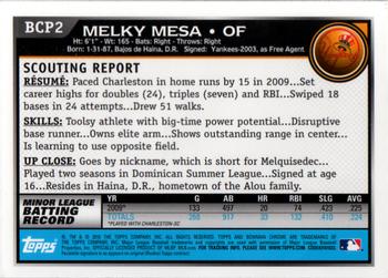 2010 Bowman - Chrome Prospects #BCP2 Melky Mesa Back