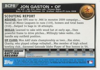 2010 Bowman - Chrome Prospects #BCP8 Jon Gaston Back