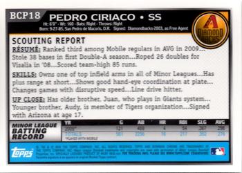 2010 Bowman - Chrome Prospects #BCP18 Pedro Ciriaco Back