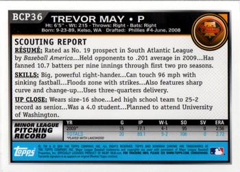 2010 Bowman - Chrome Prospects #BCP36 Trevor May Back