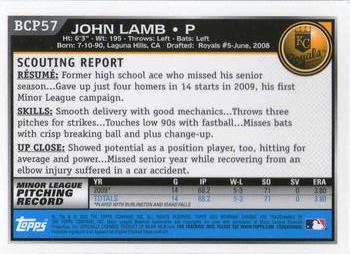 2010 Bowman - Chrome Prospects #BCP57 John Lamb Back