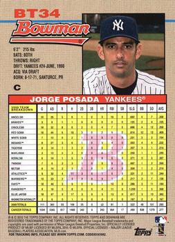 2010 Bowman - 1992 Throwbacks #BT34 Jorge Posada Back