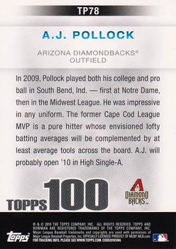 2010 Bowman - Topps 100 Prospects #TP78 A.J. Pollock Back