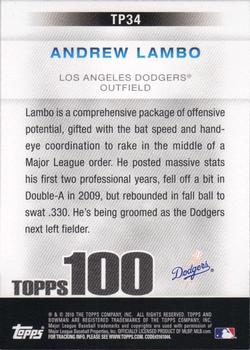 2010 Bowman - Topps 100 Prospects #TP34 Andrew Lambo Back