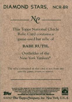 2010 Topps National Chicle - Relics #NCR-BR Babe Ruth Back