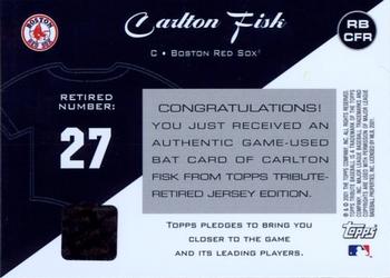 2001 Topps Tribute - Game Bat Relics #RBCFR Carlton Fisk Back