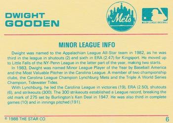 1989 Star Dwight Gooden (Orange) #6 Dwight Gooden Back
