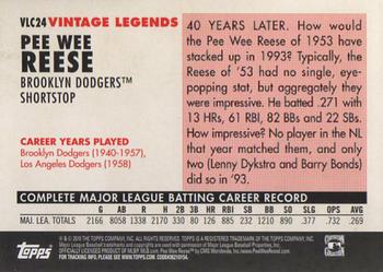2010 Topps - Vintage Legends Collection #VLC24 Pee Wee Reese Back