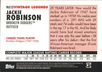 2010 Topps - Vintage Legends Collection #VLC12 Jackie Robinson Back