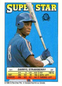 1988 O-Pee-Chee Stickers - Super Star Backs #21 Darryl Strawberry Front
