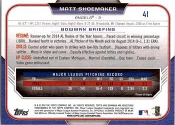2015 Bowman #41 Matt Shoemaker Back